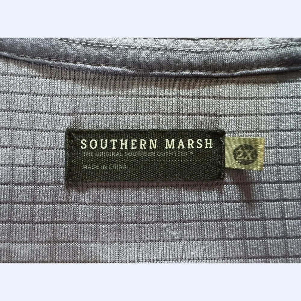 Southern Marsh Mens Fieldtec Grid Fleece Quarter Zip Pullover Blue Grey‎ 2X